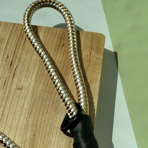 White & Gold Double Braided Nylon Leash - Picture 3 of 4